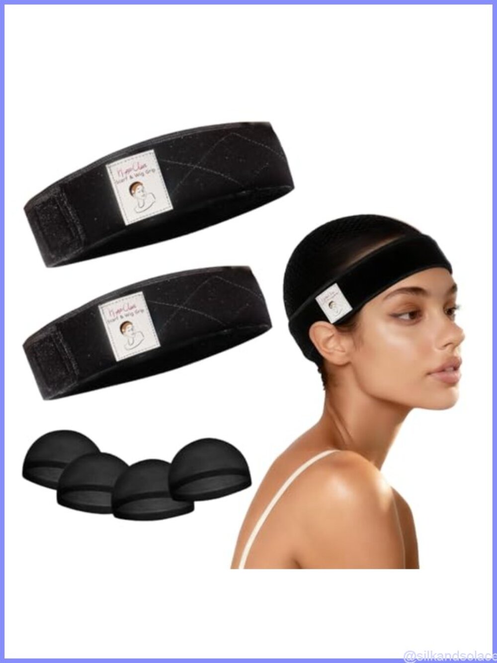 Velvet Wig Grip Band Non Slip Adjustable Hook and Loop Headband for Women